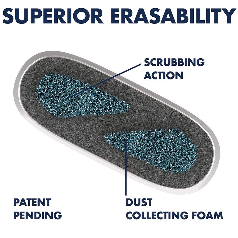 Quartet ممحاة لوح بيضاء رباعية، 5" × 2"، تنظيف أقصى لأقلام التحديد الجافة، تشمل حامل مغناطيسي، مستلزمات المدرسة المنزلية وإكسسوارات المكتب المنزلي، أبيض/رمادي (DFEB4) - Image 2